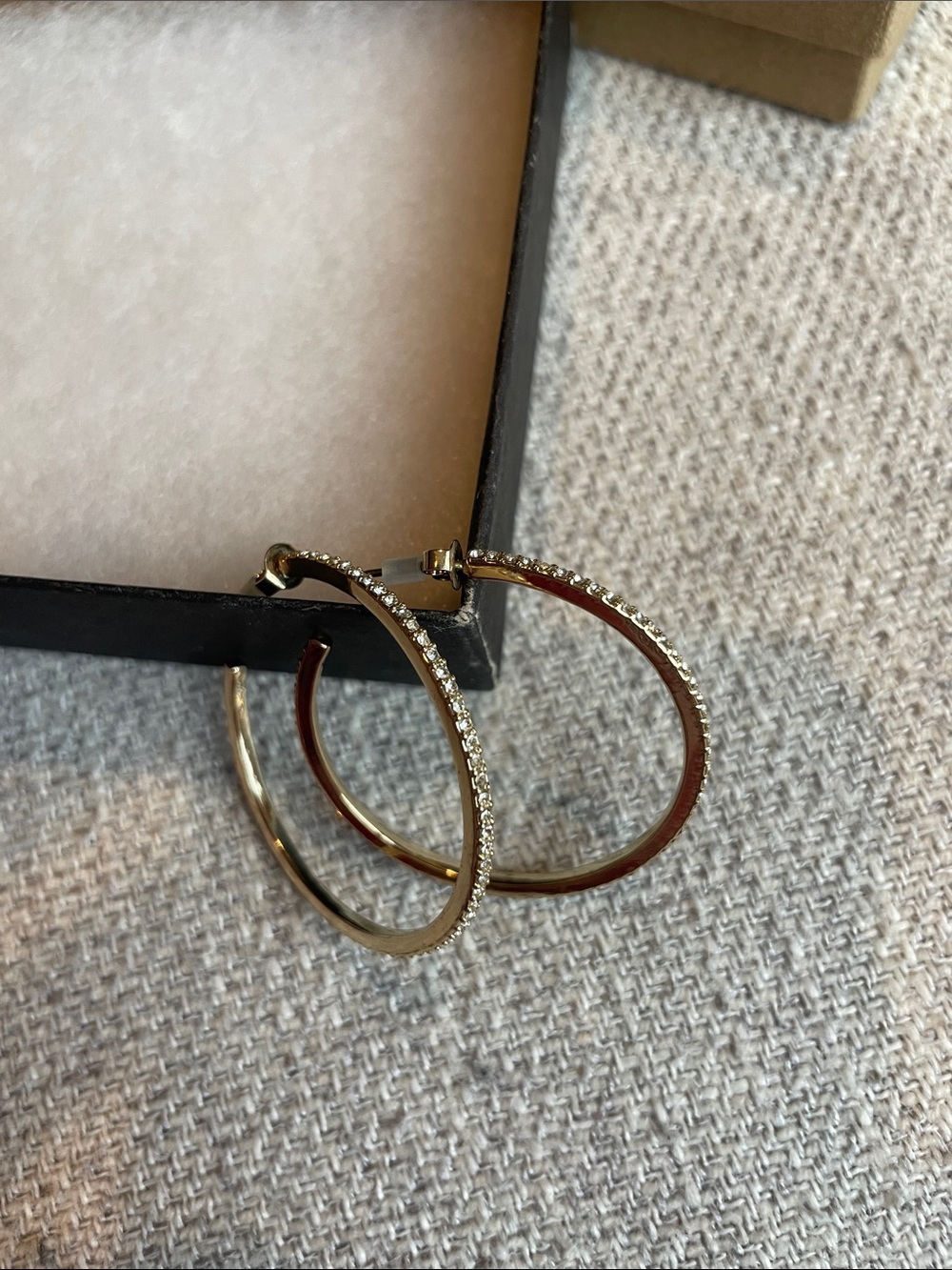 Gold Hoop Earrings with small Diamond Accent - Women Jewelry